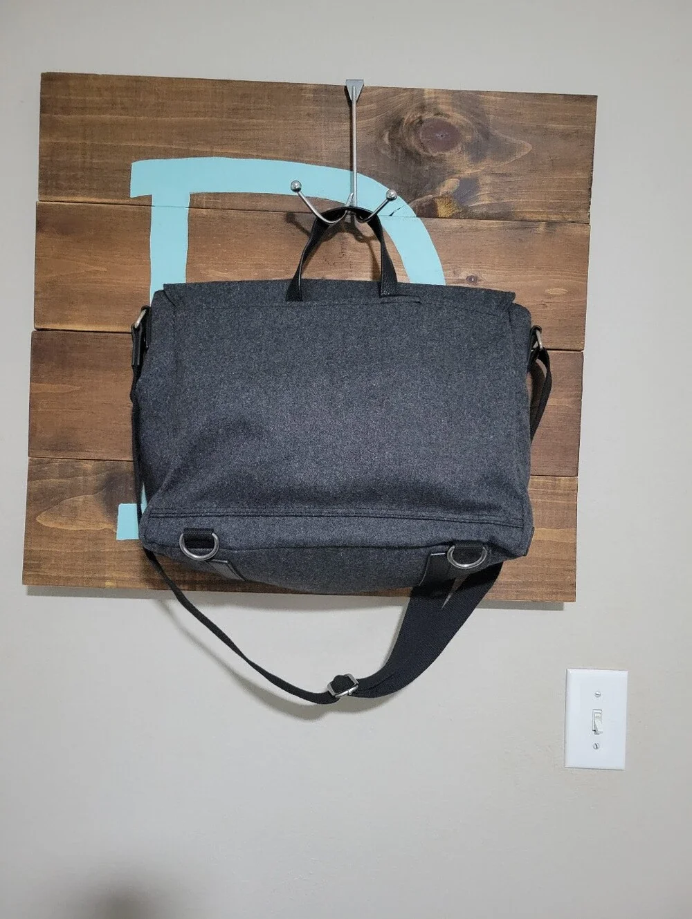 Pottery Barn Grey Wool Blend Unisex Messenger Bag/backpack/travel Bag